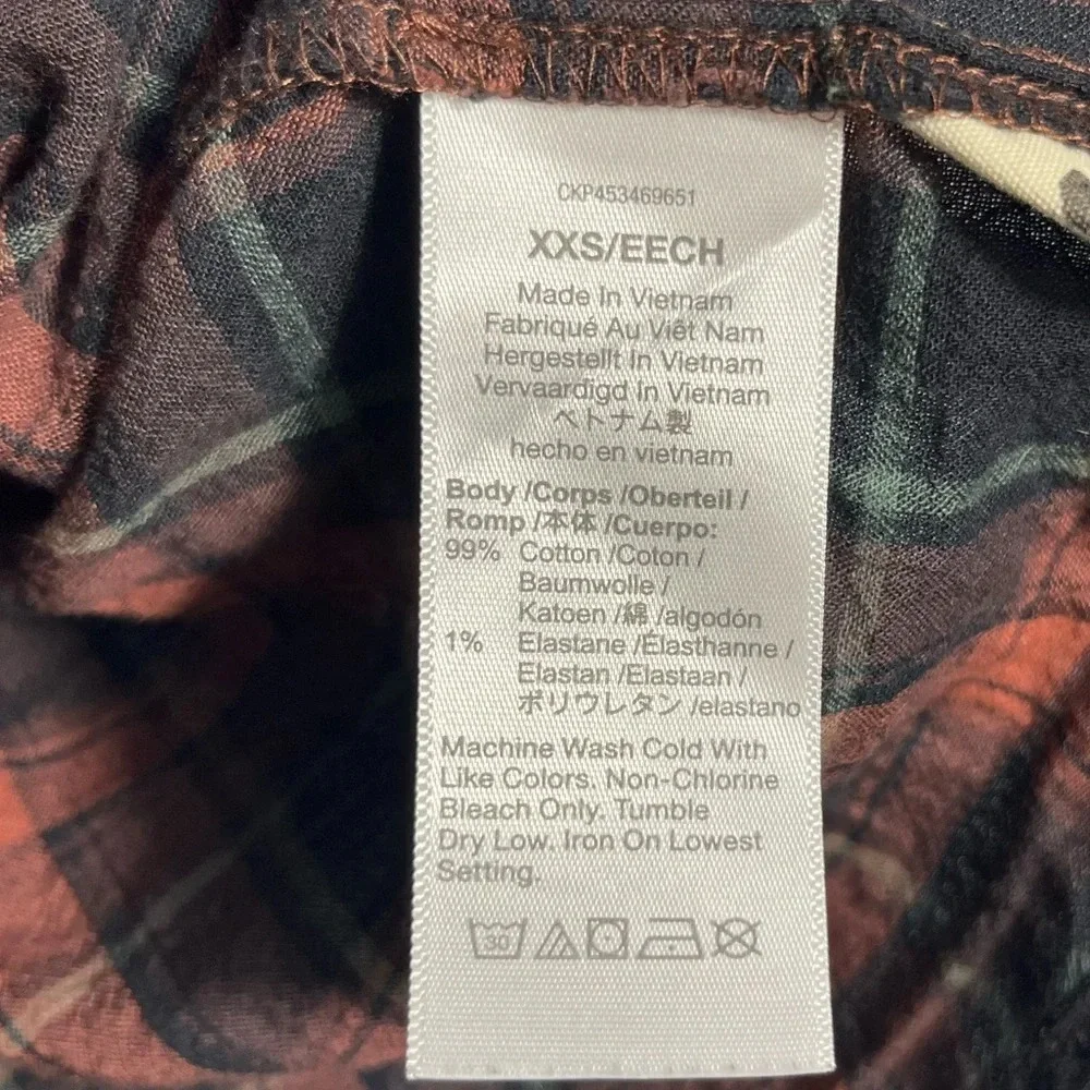 Madewell Gathered V-Neck Top in Fuller Plaid Warm Umber